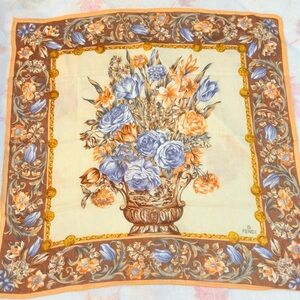 Fendi Floral Cotton handkerchief/Scarf - Blue and Orange